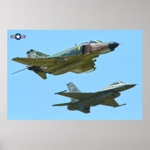 Affiche F-4 PHANTOM et F-16 FALCON DE COMBAT