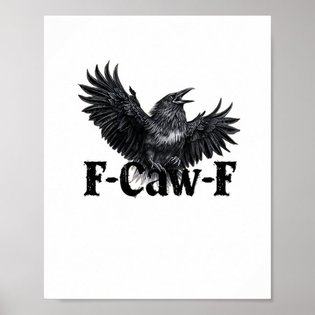Affiche F-Caw-F Angry Raven Art Print Gothic Crow Illustra (Devant)