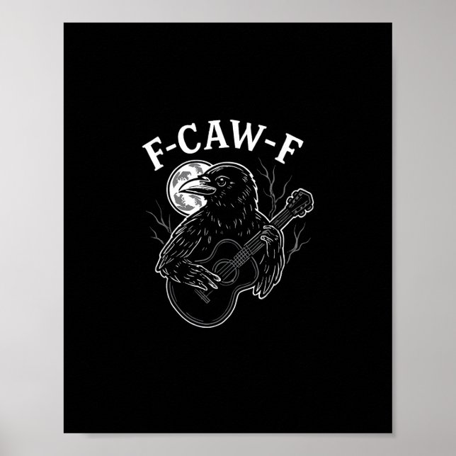 Affiche F Caw F Corbeau à la guitare Halloween Style Vinta (Devant)