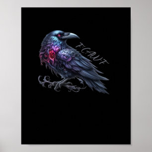 Affiche F-Caw-F Corbeau Style Rétro Classique