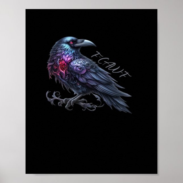 Affiche F-Caw-F Corbeau Style Rétro Classique (Devant)