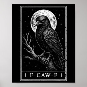 Affiche F-caw-f Crow Tarot Card Drôle Gothique Halloween V