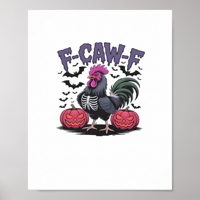 Affiche F-Caw-F Funny Chicken Classic Retro Graphic (Devant)