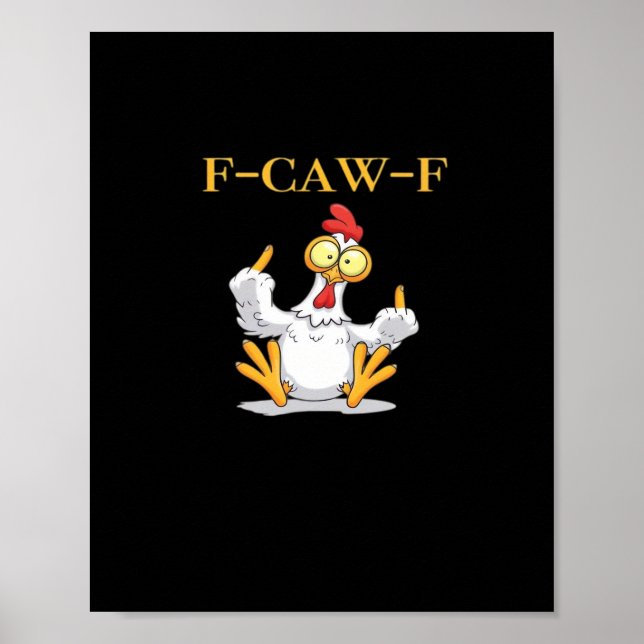 Affiche F-Caw-F Funny Chicken Retro Classic (Devant)