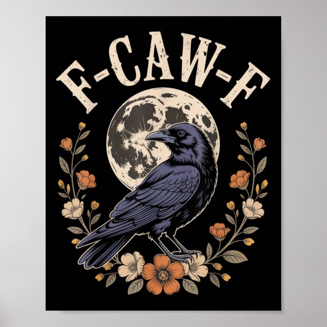 Affiche F-caw-f Funny Crows Nuit Amoureux des oiseaux Hall (Devant)