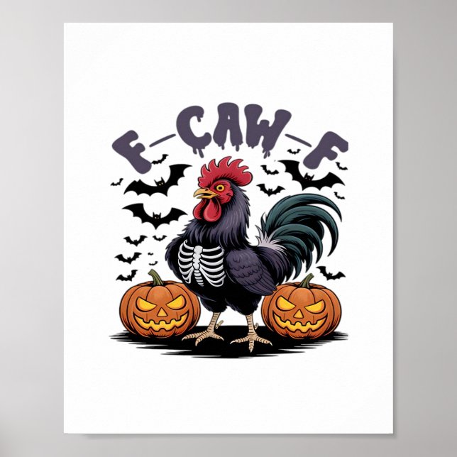 Affiche F-Caw-F Humour Corbeau Drôle Gothique (Devant)
