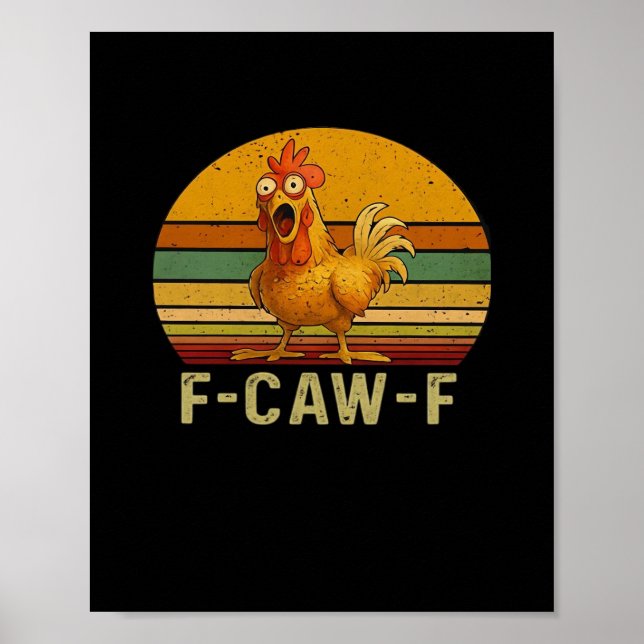 Affiche F-Caw-F Poulet Essentiel Rétro Classique (Devant)