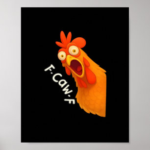 Affiche F-Caw-F Poulet Rétro Classique