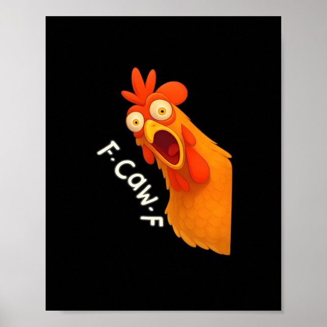 Affiche F-Caw-F Poulet Rétro Classique (Devant)