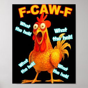 Affiche F-caw-f Quel est le poulet Heli drôle mème vintage