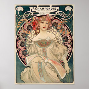 Affiche F. Champenois by Alfons Mucha - Art Nouveau