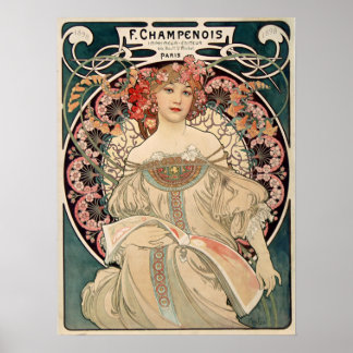Affiche F. Champenois par Alfons Mucha - Art Nouveau