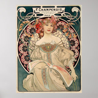 Affiche F. Champenois par Alfons Mucha - Art Nouveau
