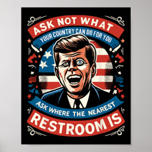 Affiche F. Kennedy Funny Patriotic Toilet 4 juillet