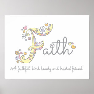 Affiche F monogramme art Faith filles nom signifiant affic
