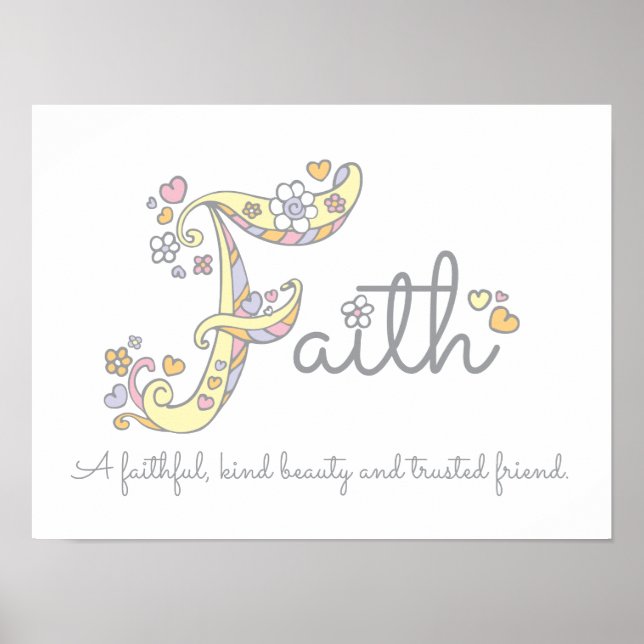 Affiche F monogramme art Faith filles nom signifiant affic (Devant)