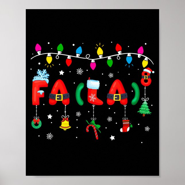 Affiche Fa (la) 8 Funny Christmas Lights Santa Fa La Math  (Devant)