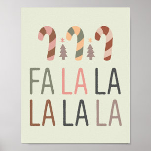 Affiche Fa La Christmas Retro Boho Tree Candycane
