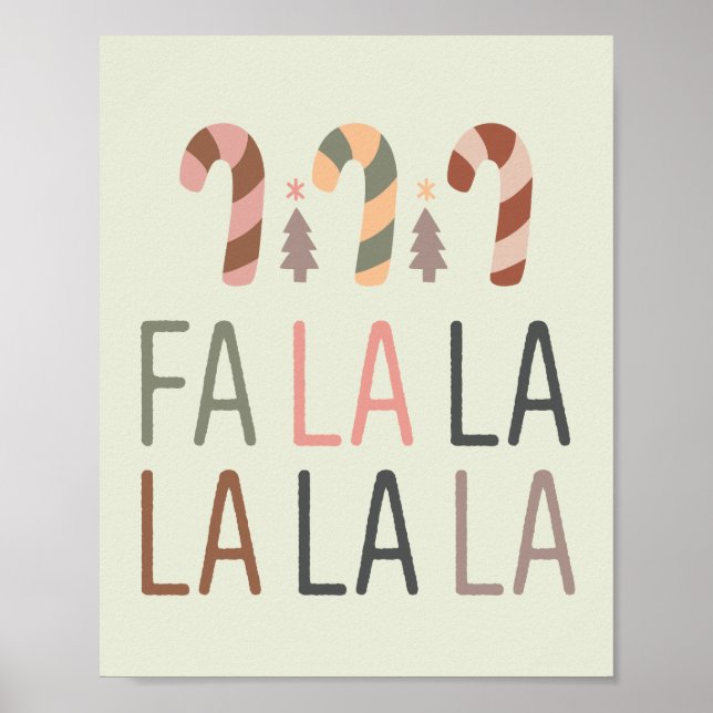 Affiche Fa La Christmas Retro Boho Tree Candycane (Devant)