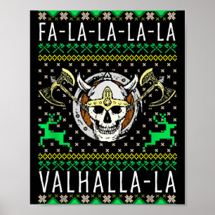 Affiche Fa-la-la-la Valhalla-la Dieu Viking de Noël laid