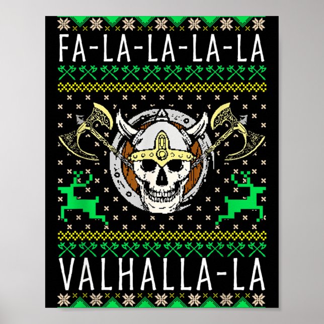Affiche Fa-la-la-la Valhalla-la Dieu Viking de Noël laid  (Devant)