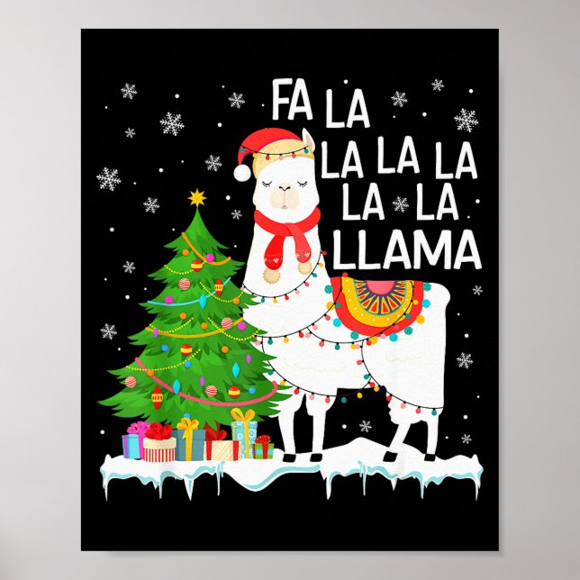 Affiche Fa La La Llama Christmas Funny Xmas Pajamas Animal (Devant)
