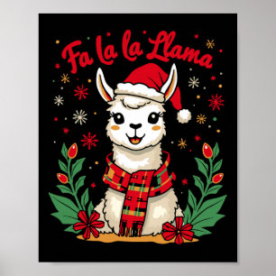 Affiche Fa La La Llama Funny Llama Noël Alpaca Animal