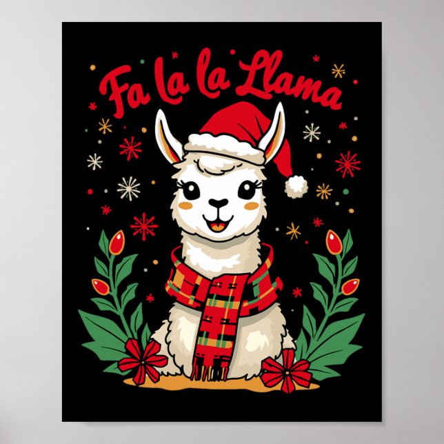 Affiche Fa La La Llama Funny Llama Noël Alpaca Animal (Devant)