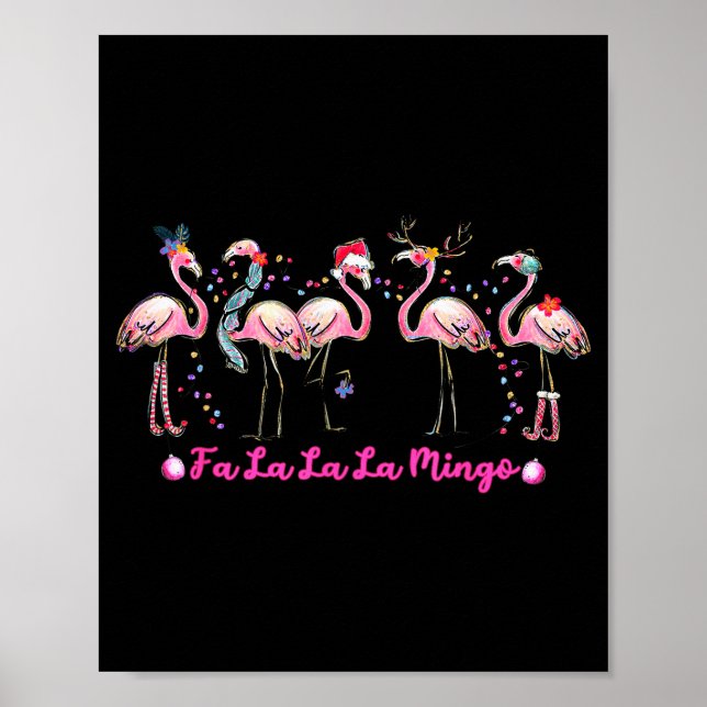 Affiche Fa La La Mingo Flamingo Christmas Tree Lights Troc (Devant)