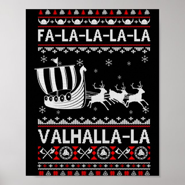 Affiche Fa La La Valhalla Viking Ship Christmas Xmas Ugly  (Devant)