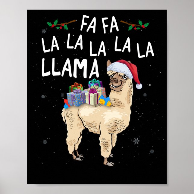 Affiche Fa La Llama Llama Noël avec boîte de Noël (Devant)