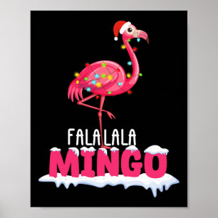 Affiche Fa La Mingo Flamant rose Noël Joli Casquette rouge