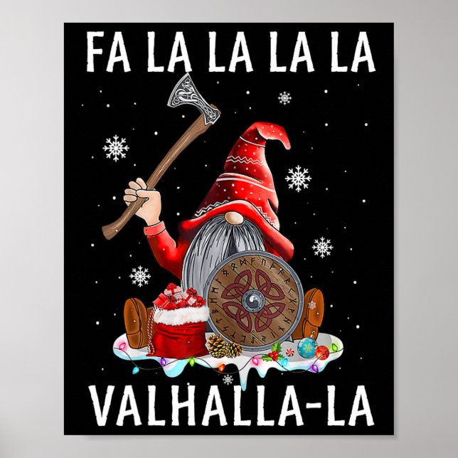 Affiche Fa La Valhalla Xmas Gnome Beard Viking Arme C (Devant)