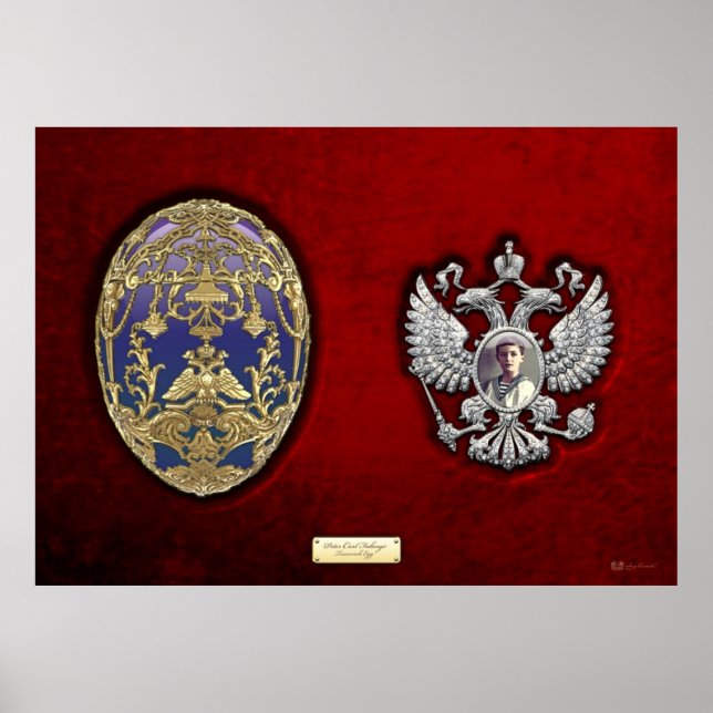 Affiche Faberge Oeuf Tsarevich avec surprise sur Velvet ro (Devant)