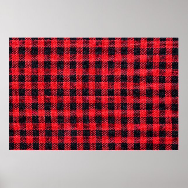 Affiche Fabric texture with grid pattern, red squares and  (Devant)