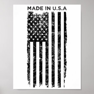Affiche Fabriqué Aux Etats-Unis Drapeau Américain 4 juille