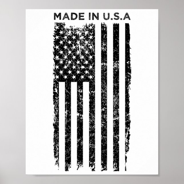 Affiche Fabriqué Aux Etats-Unis Drapeau Américain 4 juille (Devant)