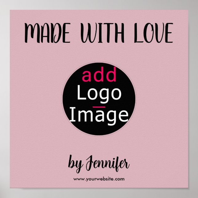 Affiche Fabriqué Avec Amour Professionnel Dusty Rose Rose (Devant)