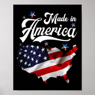 Affiche Fabriqué En Amérique - Drapeau Américain Patriotiq