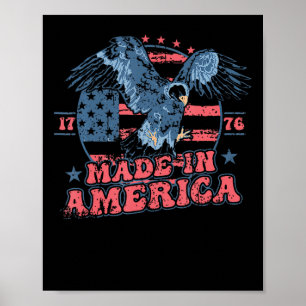 Affiche Fabriqué en Amérique Drapeau Usa Aigle 4 Juillet P