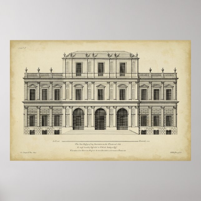 Affiche Façade de style théâtral de Colen Campbell (Devant)