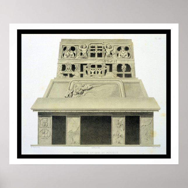 Affiche Façade du Temple du Soleil, Palenque, plaque 2 (Devant)