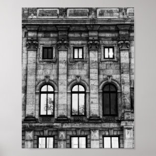 Affiche Façade néoclassique noir et blanc