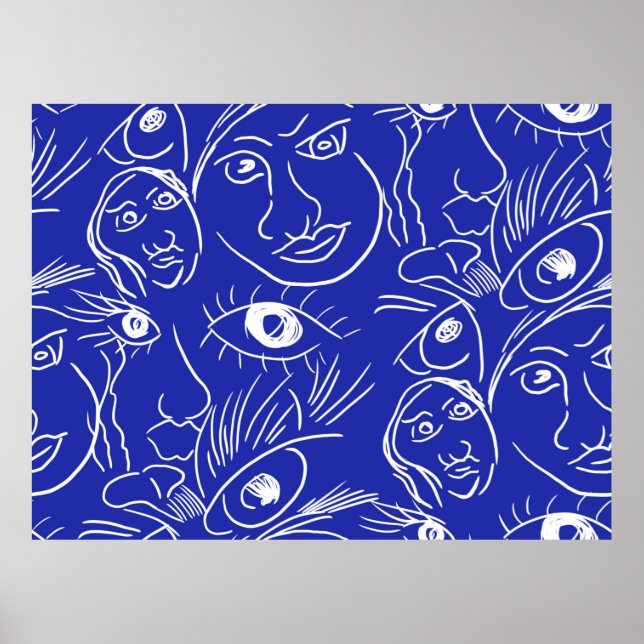 Affiche Face de beauté sans couture une ligne dessin isolé (Devant)