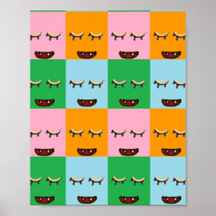 Affiche Face de bloc de monstre souriant