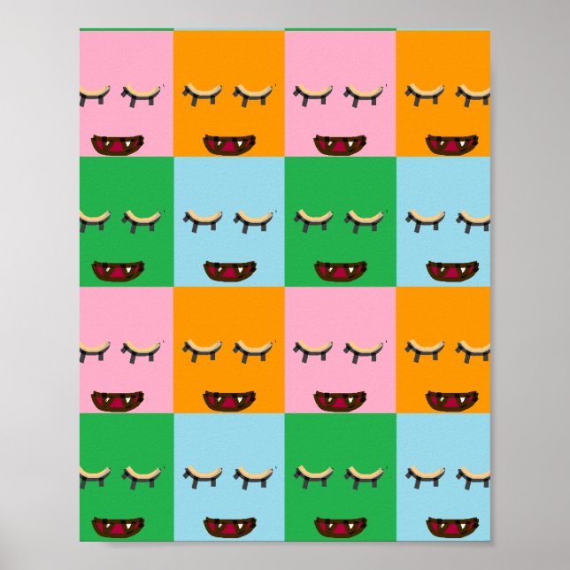 Affiche Face de bloc de monstre souriant (Devant)