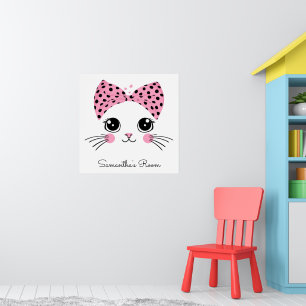Affiche Face de chat de texte personnalisé