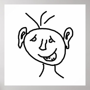 Affiche Face de dessin amusante