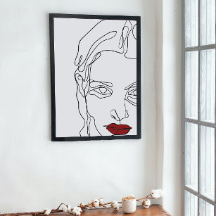Affiche Face de dessin minimaliste moderne à une ligne