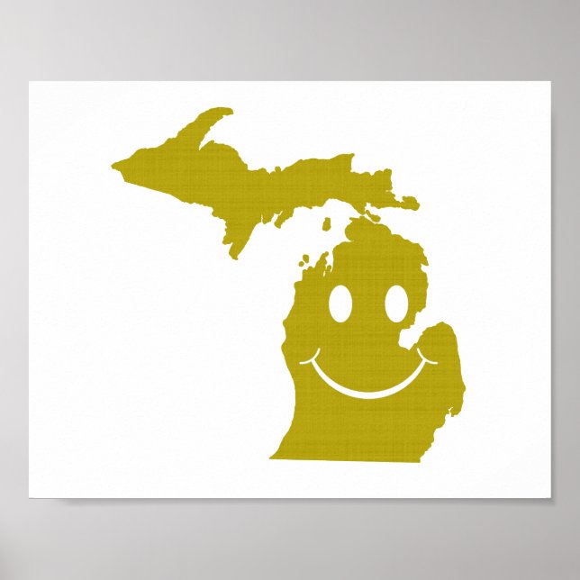 Affiche Face de forme d'état du Michigan (Devant)